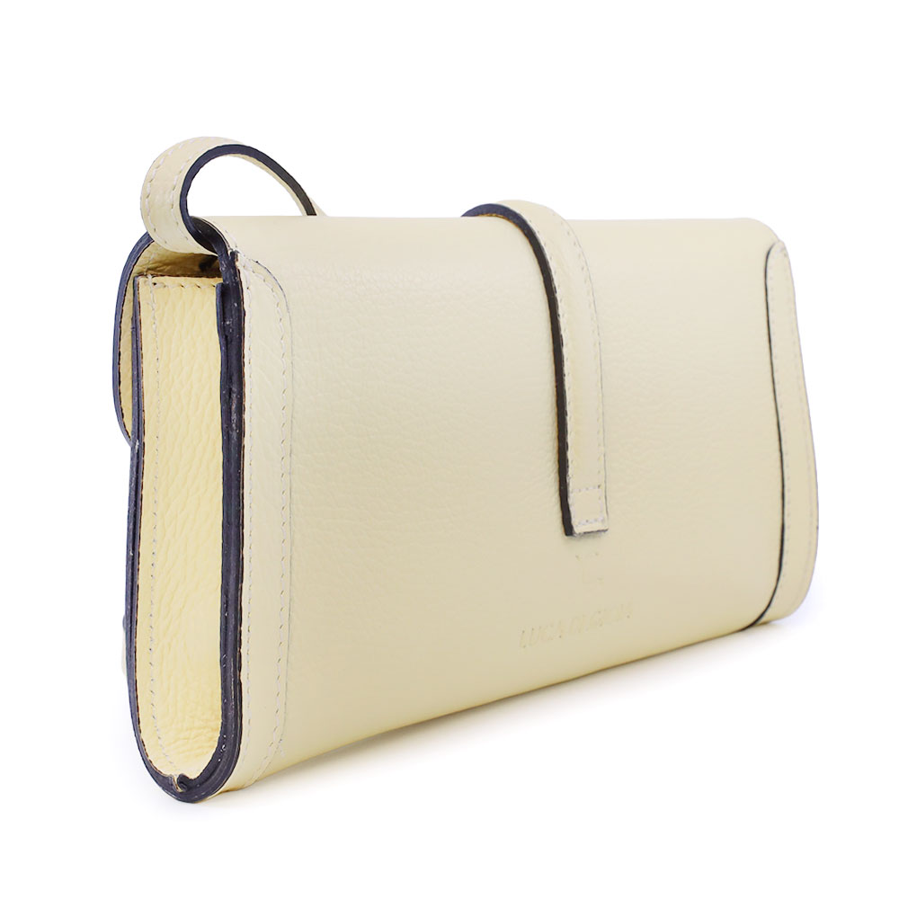 Poșetă crossbody tip plic femei Luca di Gioia galbenă din piele 144plp3708g