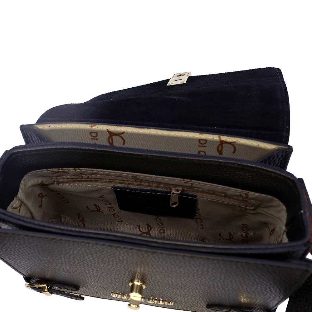 Poșetă crossbody femei Luca di Gioia neagră din piele 144POSP3384N