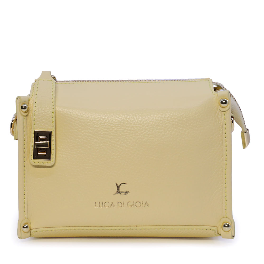Poșetă crossbody femei Luca di Gioia galben deschis din piele 144posp3706g