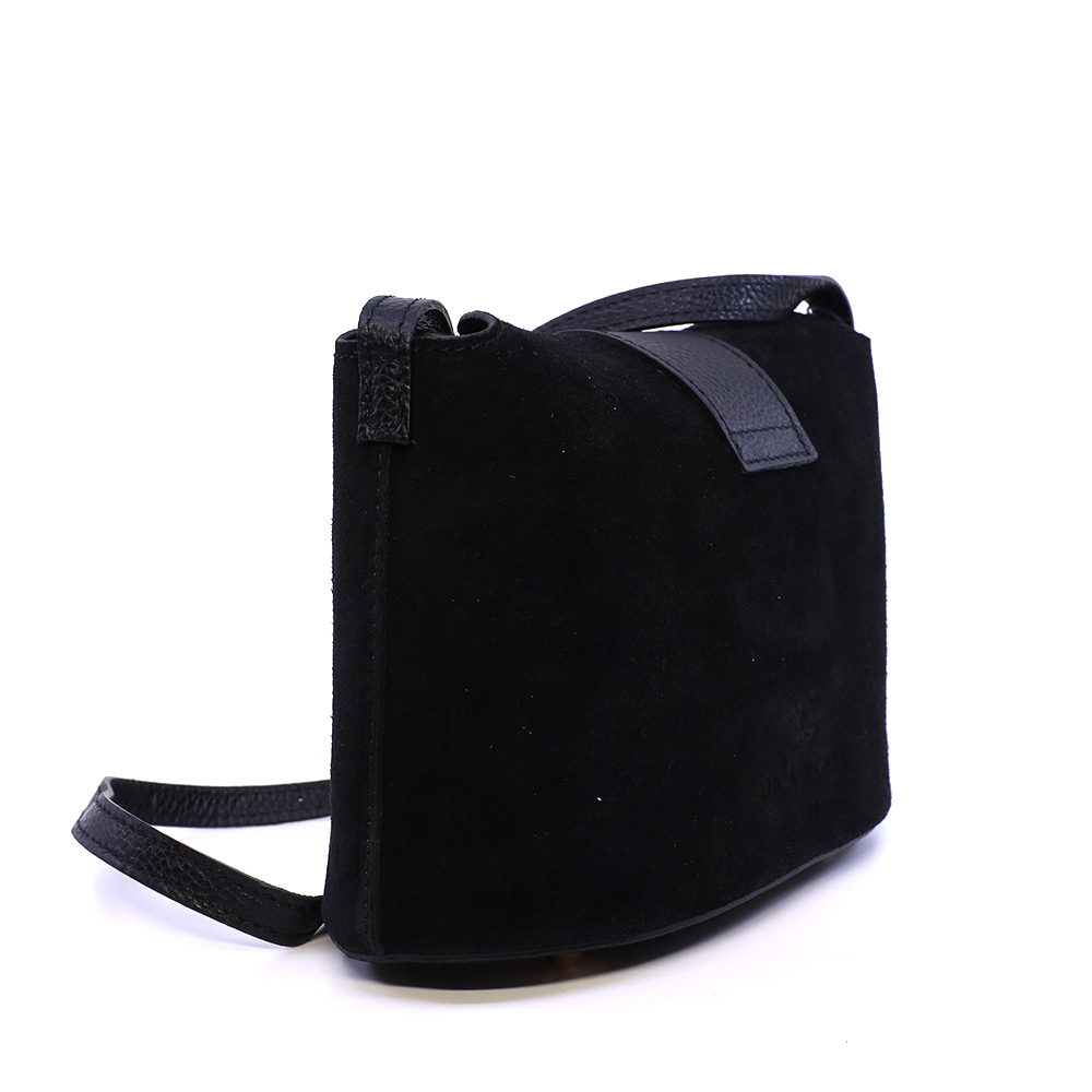Poșetă crossbody femei Luca di Gioia neagră din piele întoarsă 144POSP3669VN