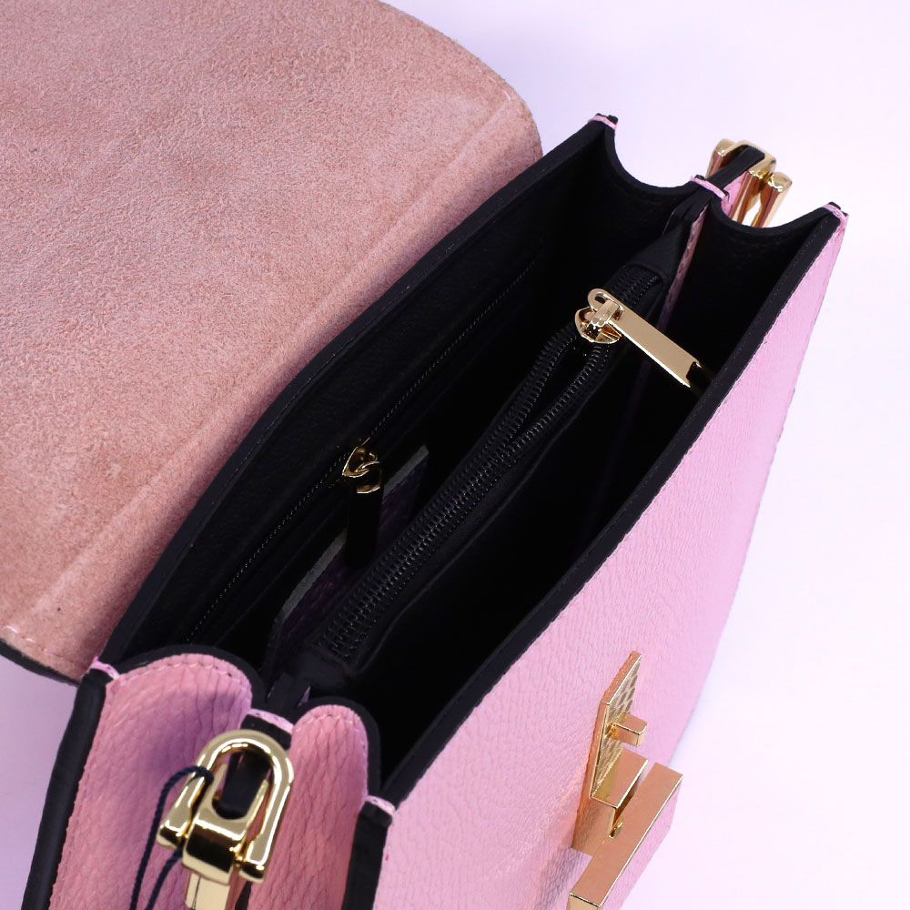 Poșetă crossbody femei Luca di Gioia roz din piele 144POSP3665RO
