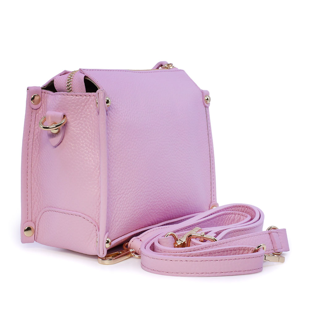 Poșetă crossbody femei Luca di Gioia roz din piele 144posp3706ro
