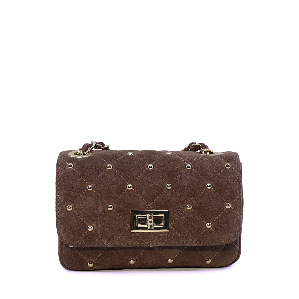 Poșetă crossbody femei Luca di Gioia taupe din piele întoarsă 144POSP3672VTA