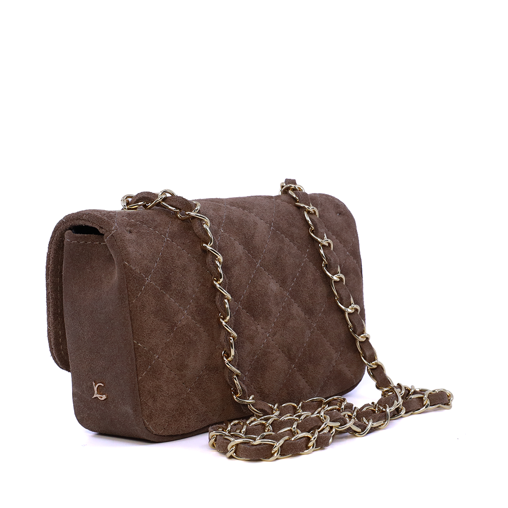 Poșetă crossbody femei Luca di Gioia taupe din piele întoarsă 144POSP3672VTA - imagine 2