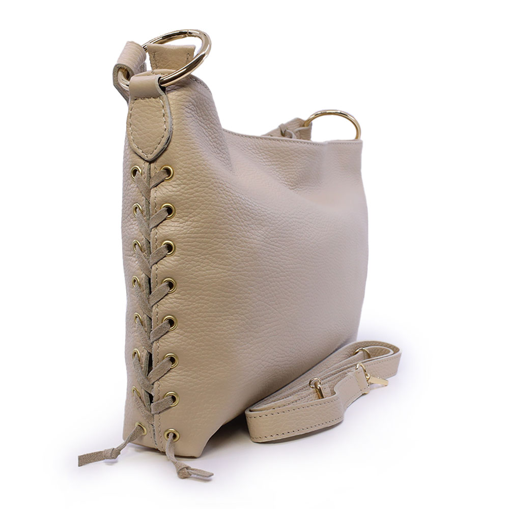 Poșetă hobo femei Luca di Gioia bej din piele 144POSP3671BE - imagine 2