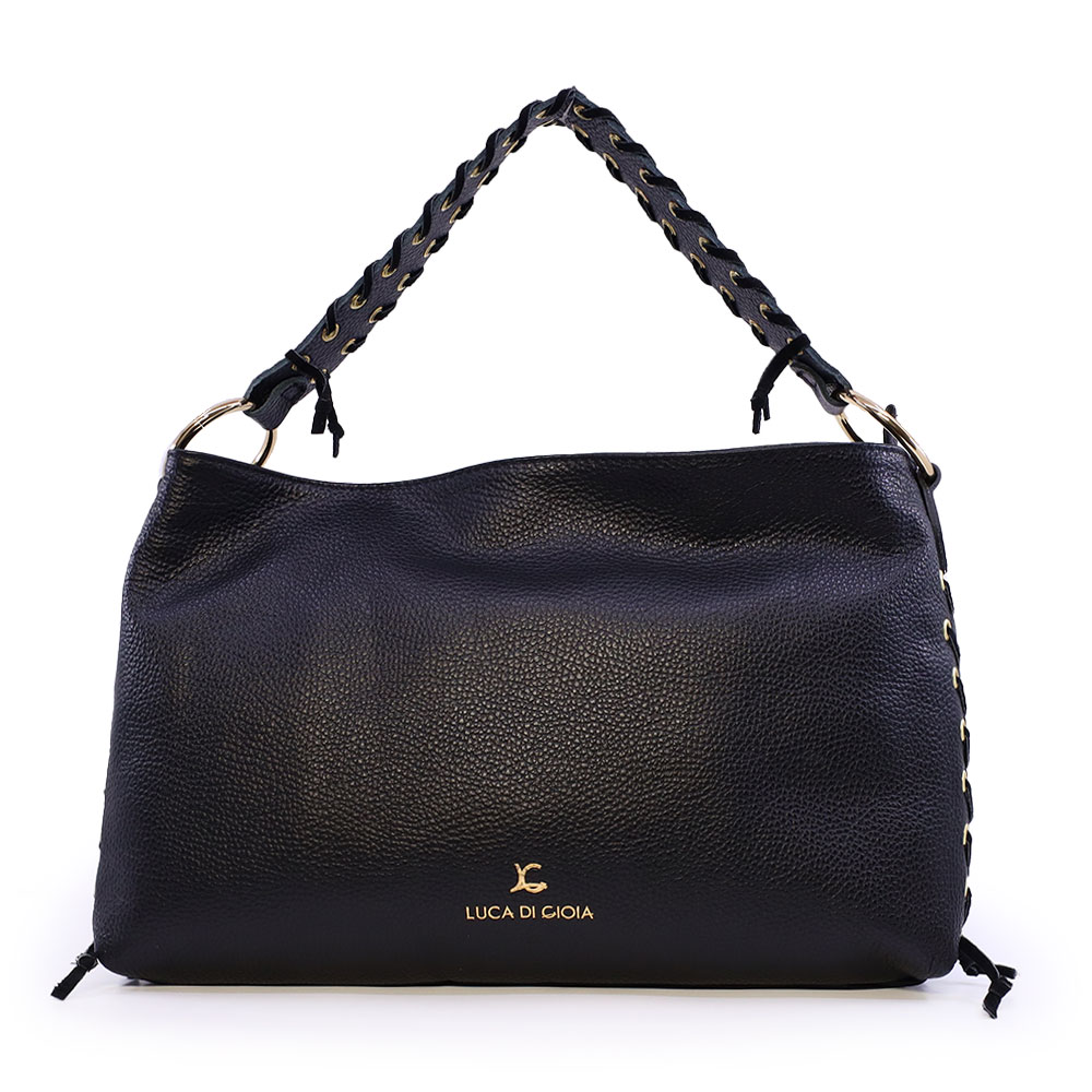 Poșetă hobo femei Luca di Gioia neagră din piele 144POSP3671N