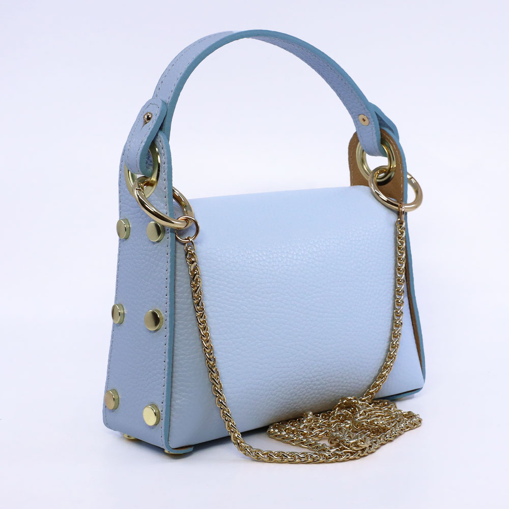 Poșetă mini crossbody femei Luca di Gioia albastru deschis din piele 144POSP3683AZ