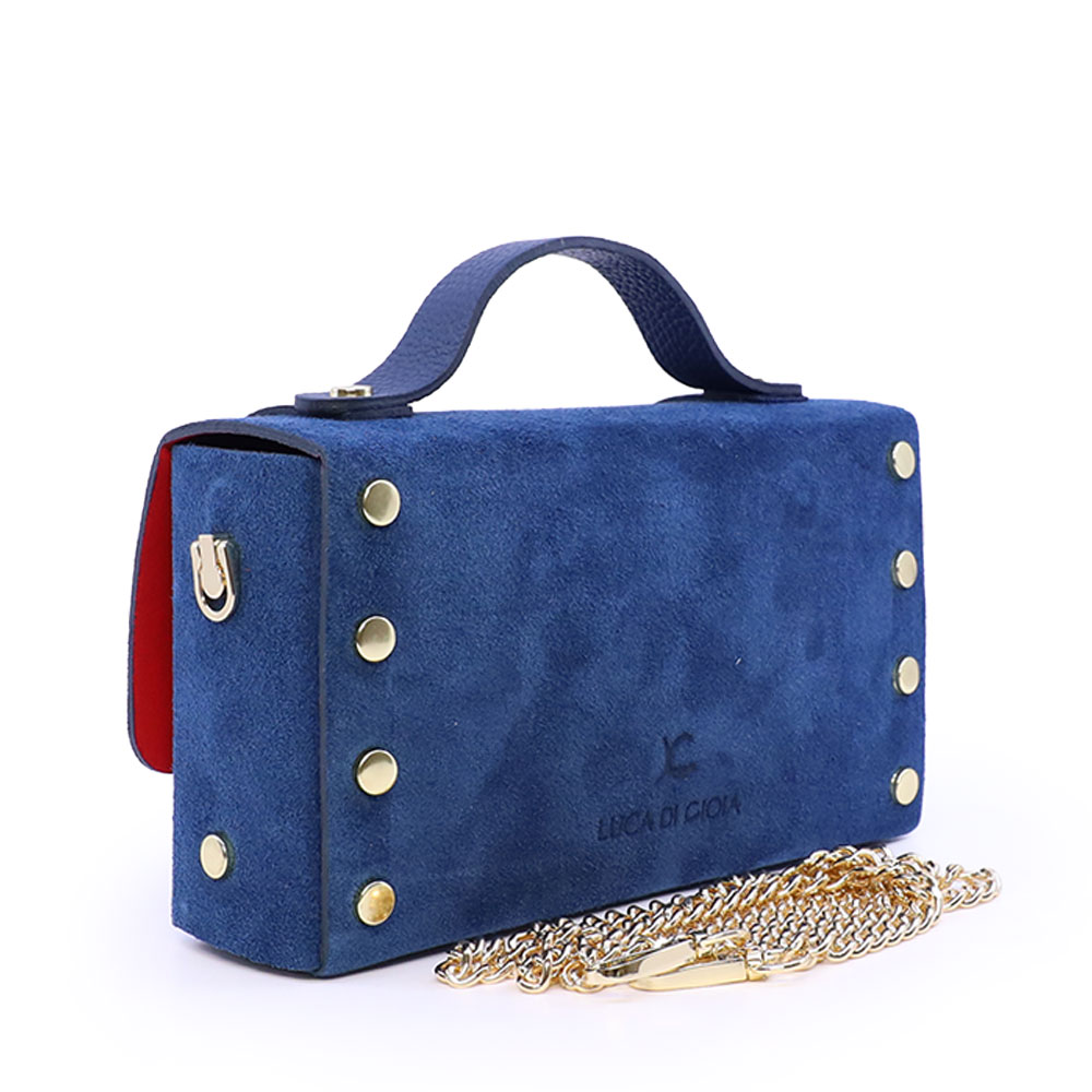Poșetă mini crossbody femei Luca di Gioia bleumarin din piele întoarsă   144posp3644vbl