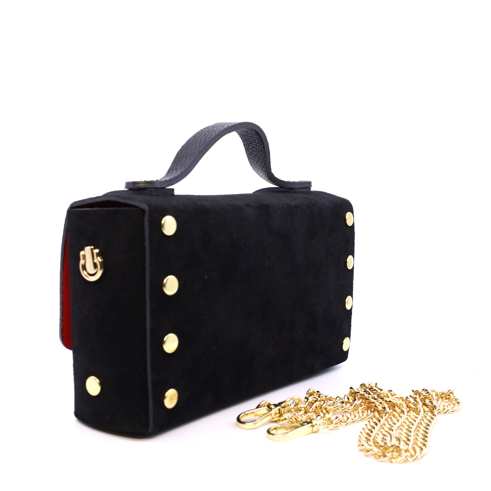 Poșetă mini crossbody femei Luca di Gioia neagră din piele întoarsă 144POSP3644VN - imagine 2