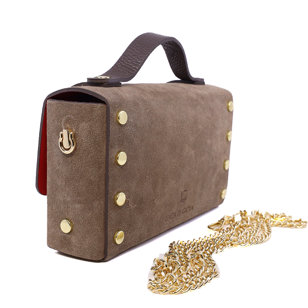 Poșetă mini crossbody femei Luca di Gioia taupe din piele întoarsă 144POSP3644VTA - imagine 2