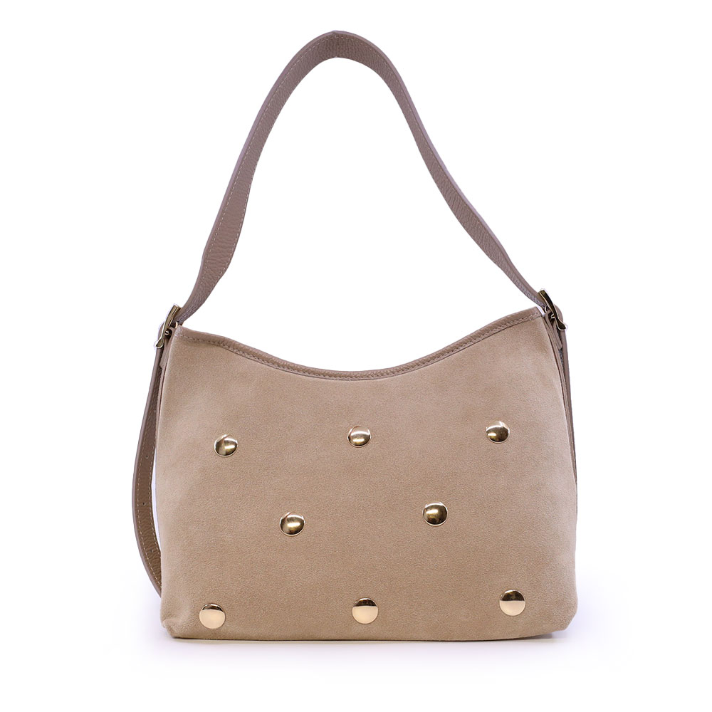 Poșetă satchel femei Luca di Gioia bej din piele întoarsă 245POSP25908VBE