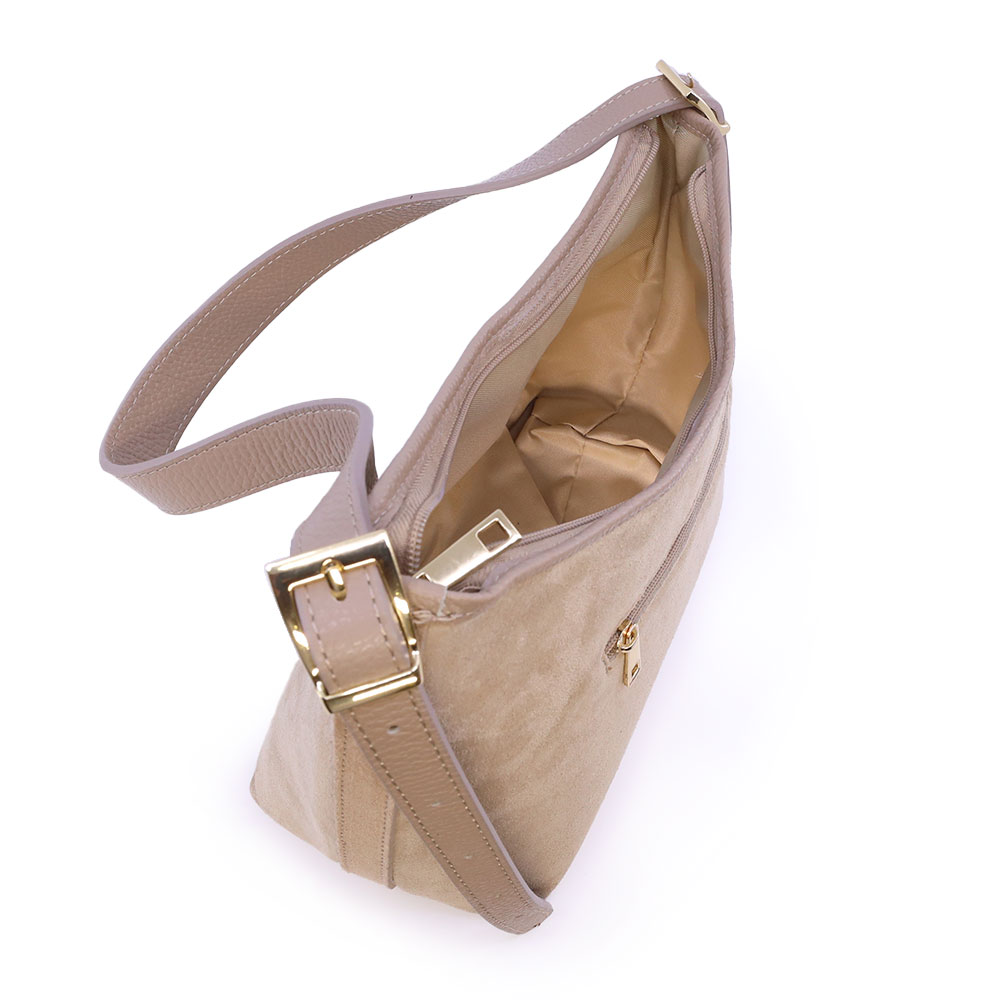 Poșetă satchel femei Luca di Gioia bej din piele întoarsă 245POSP25908VBE - imagine 2