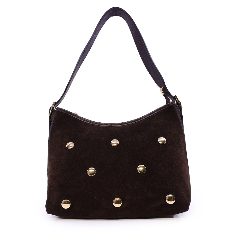 Poșetă satchel femei Luca di Gioia maro din piele întoarsă 245POSP25908VM