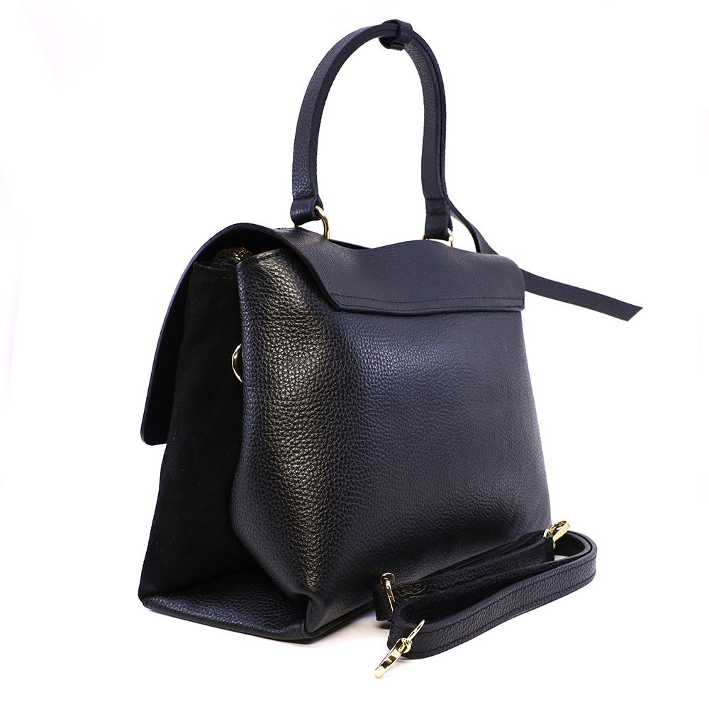 Poșetă satchel femei Luca di Gioia neagră din piele 245POSP25912N