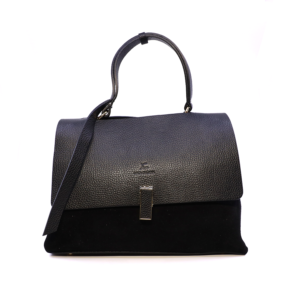 Poșetă satchel femei Luca di Gioia neagră din piele 245POSP25912N