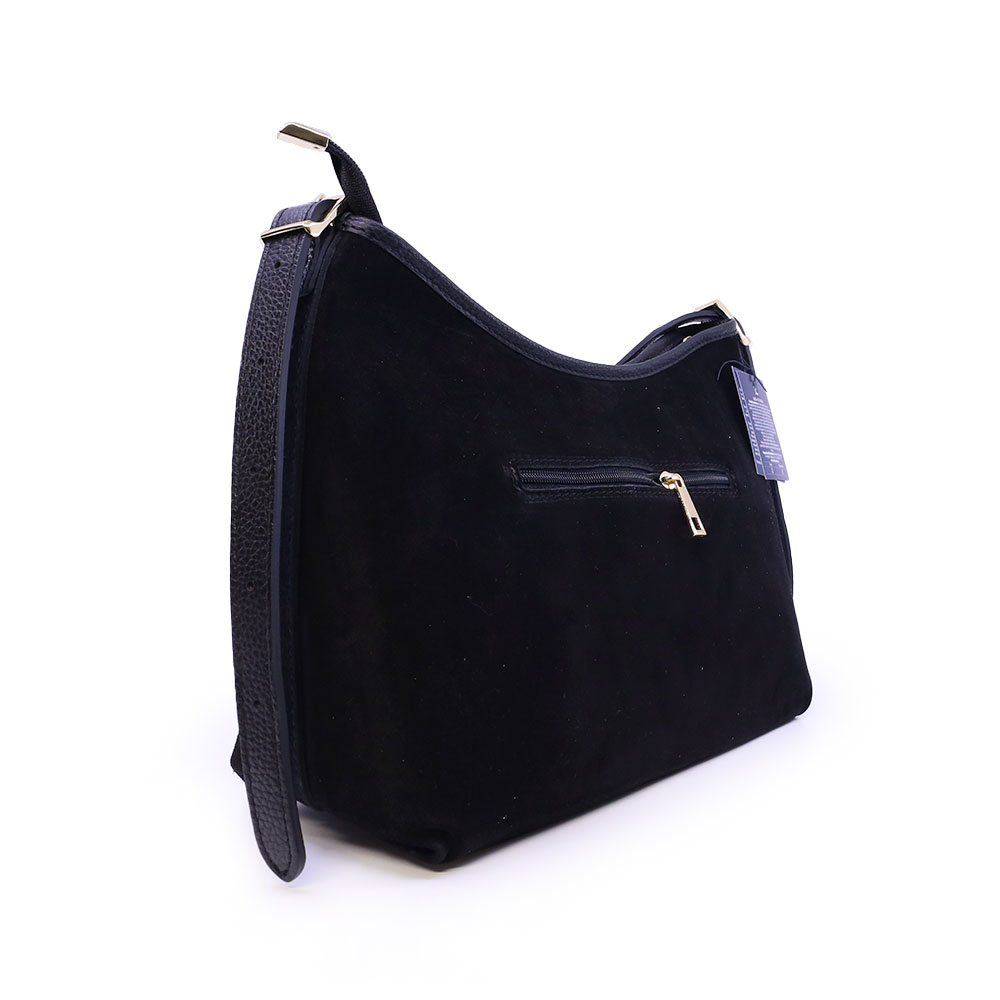 Poșetă satchel femei Luca di Gioia neagră din piele întoarsă 245POSP25908VN - imagine 2