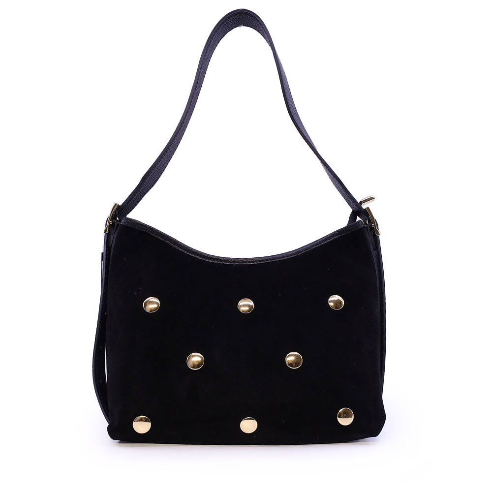 Poșetă satchel femei Luca di Gioia neagră din piele întoarsă 245POSP25908VN