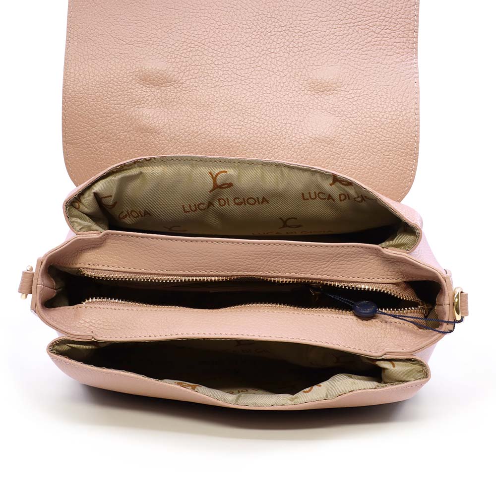 Poșetă satchel femei Luca di Gioia nude din piele 144POSP3528NU