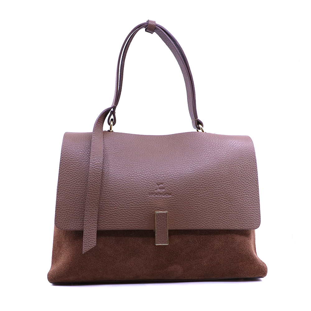 Poșetă satchel femei Luca di Gioia taupe din piele 245POSP25912TA
