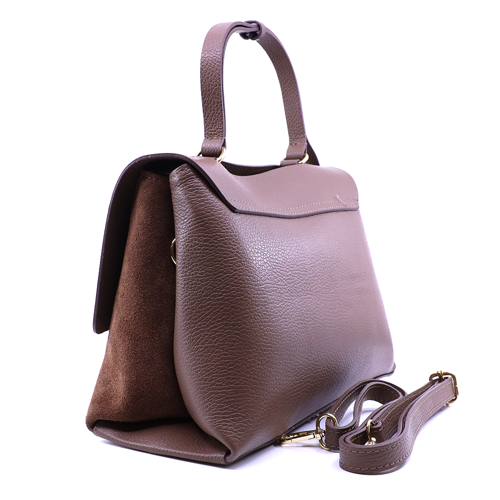 Poșetă satchel femei Luca di Gioia taupe din piele 245POSP25912TA