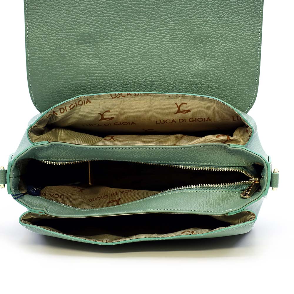 Poșetă satchel femei Luca di Gioia verde din piele 144POSP3528V