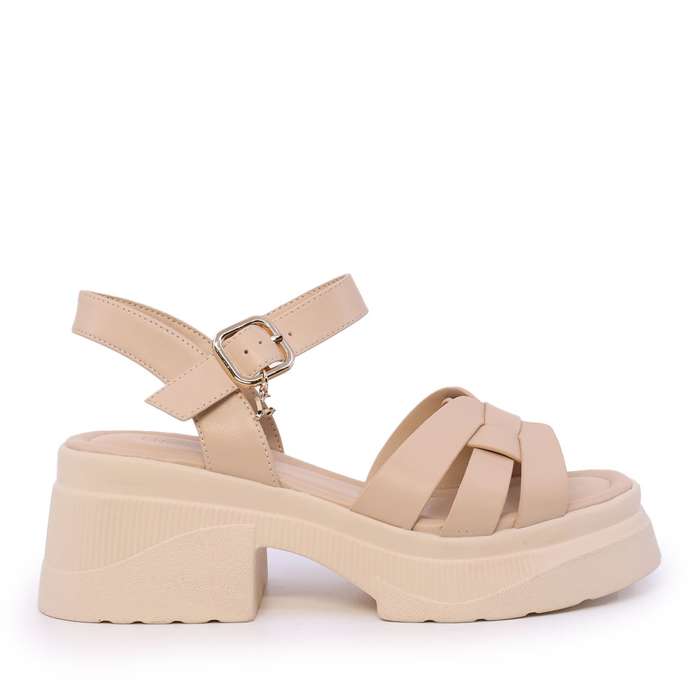 Sandale chunky  femei Luca di Gioia bej din piele 1291DS1561BE