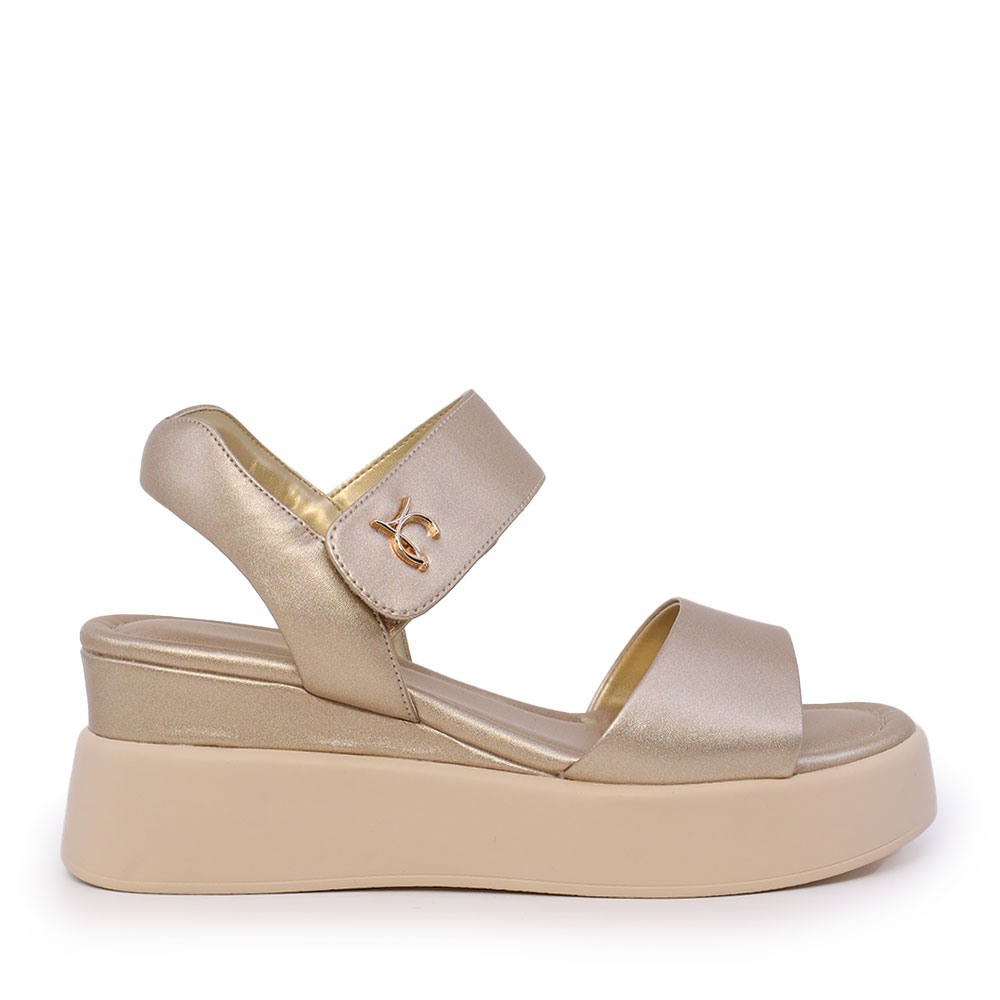 Sandale cu platformă femei Luca di Gioia aurii din piele 1291DS1441AU