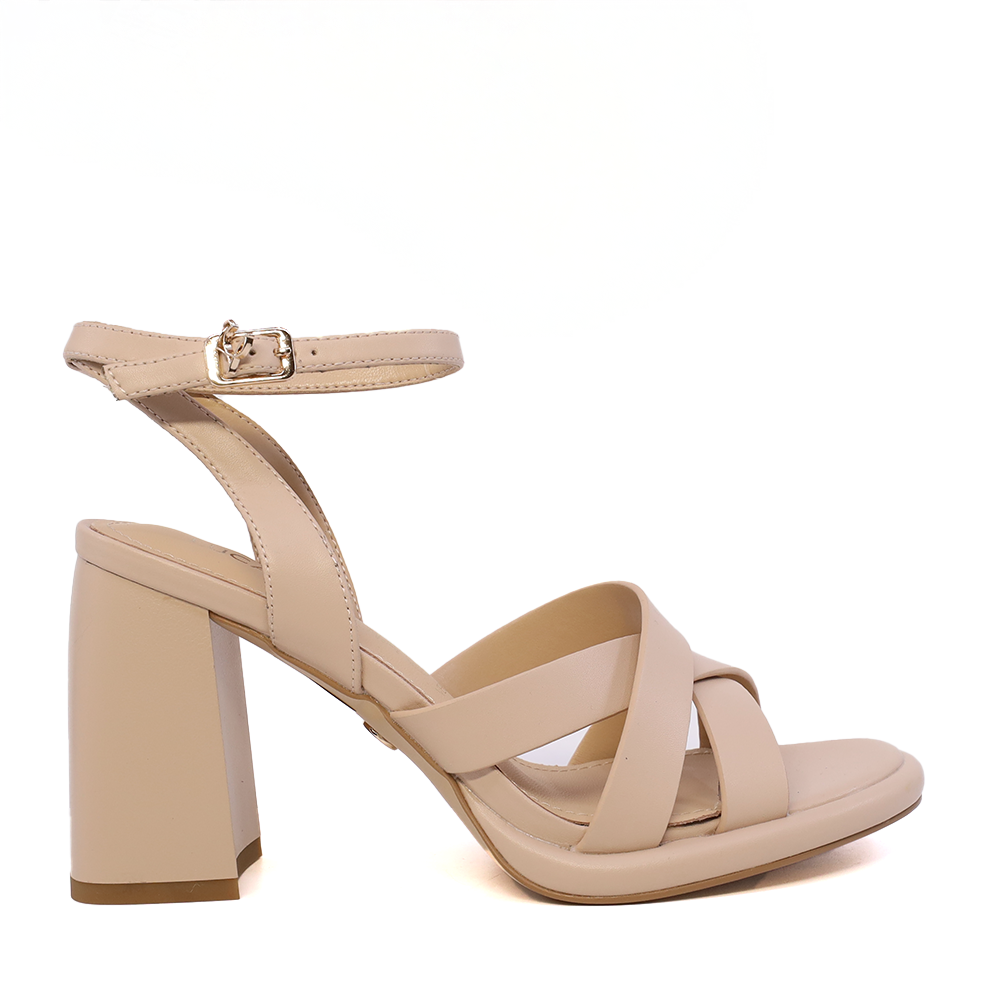 Sandale cu toc pătrat femei Luca di Gioia bej din piele 1261DS8821BE
