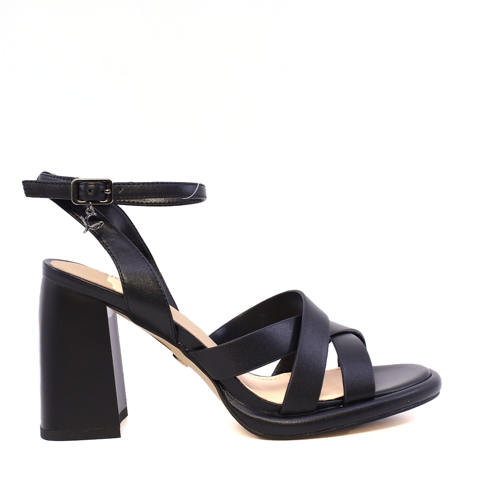 Sandale cu toc pătrat femei Luca di Gioia negre din piele 1261DS8821N