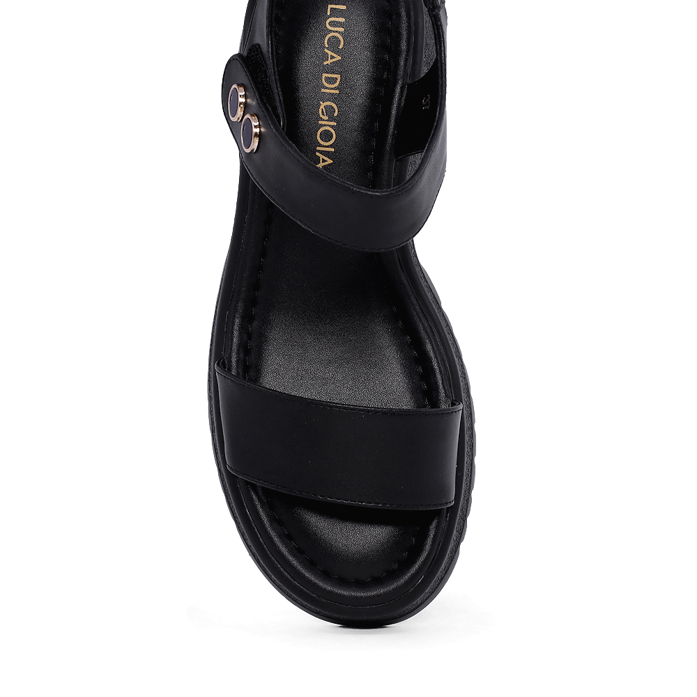 Sandale femei Luca di Gioia negre din piele cu toc mediu 1297DS1581N
