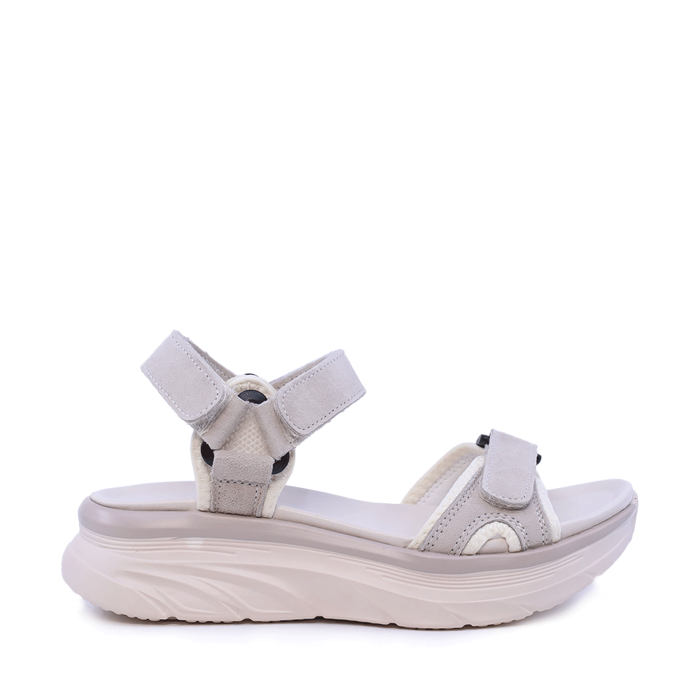 Sandale reglabile femei Luca di Gioia bej din piele întorsă și  textil 1291DS2200VBE