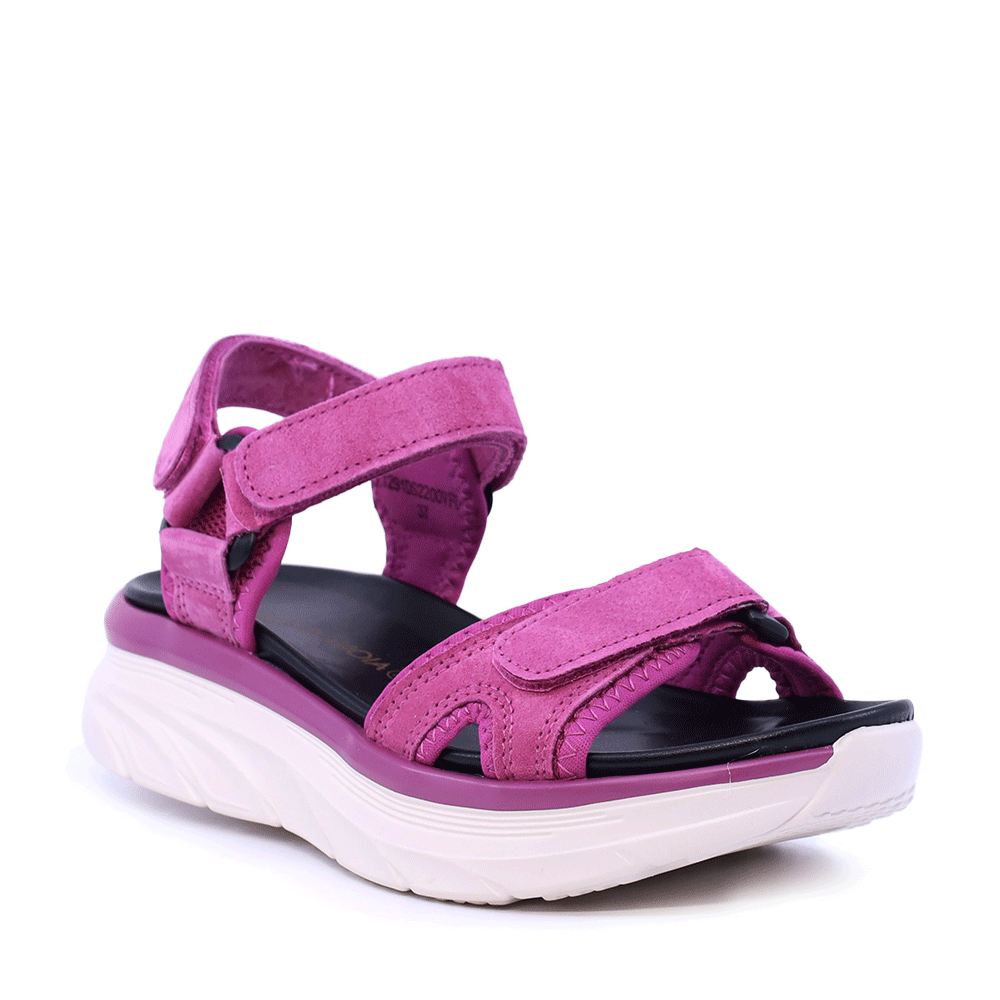 Sandale reglabile femei Luca di Gioia fuchsia din piele întorsă și  textil 1291DS2200VFU - imagine 2