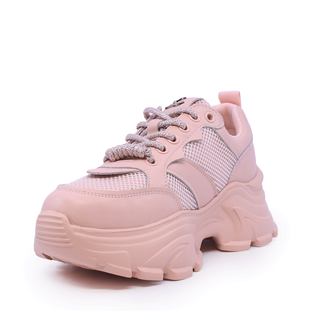 Sneakers chunky femei Luca di Gioia roz din piele cu accesoriu decorativ  3849DP420RO