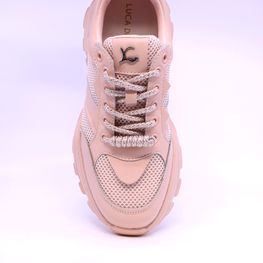 Sneakers chunky femei Luca di Gioia roz din piele cu accesoriu decorativ  3849DP420RO