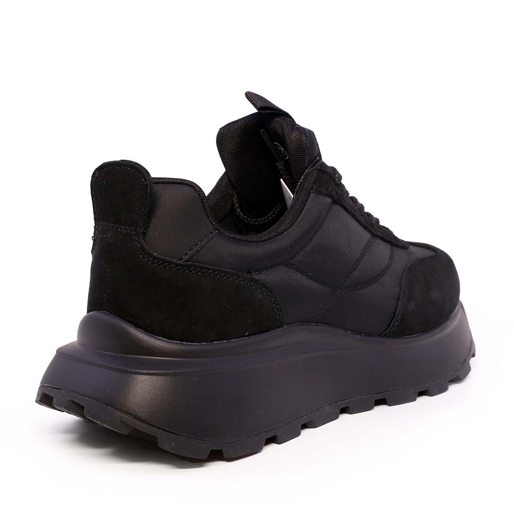 Sneakers cu talpă reliefată femei Luca di Gioia negri din piele întoarsă și textil 1292dp7510vn