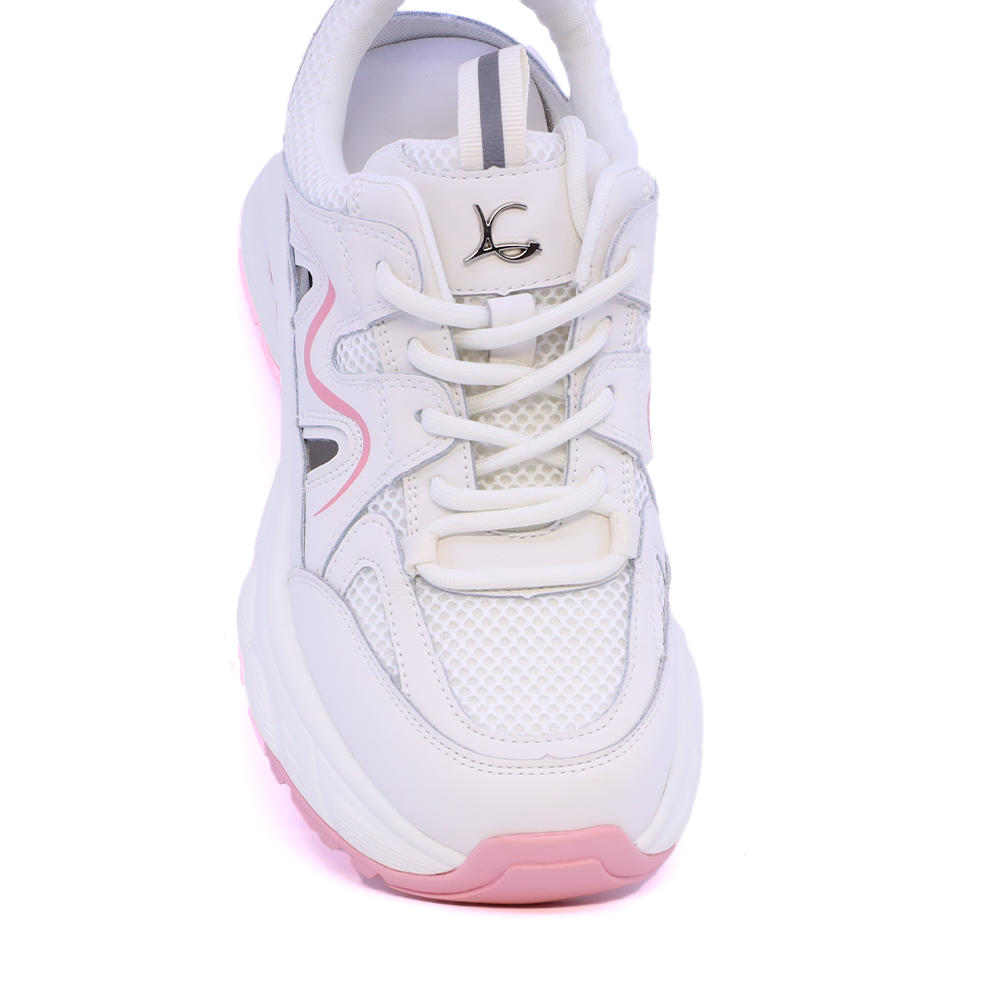 Sneakers decupați femei Luca di Gioia albi cu roz din piele și textil 3849DD001ARO