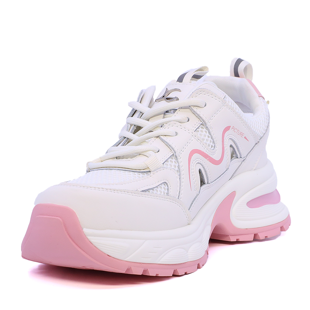 Sneakers decupați femei Luca di Gioia albi cu roz din piele și textil 3849DD001ARO