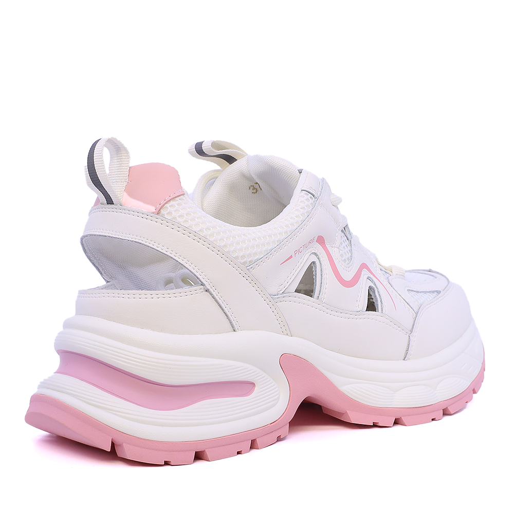 Sneakers decupați femei Luca di Gioia albi cu roz din piele și textil 3849DD001ARO