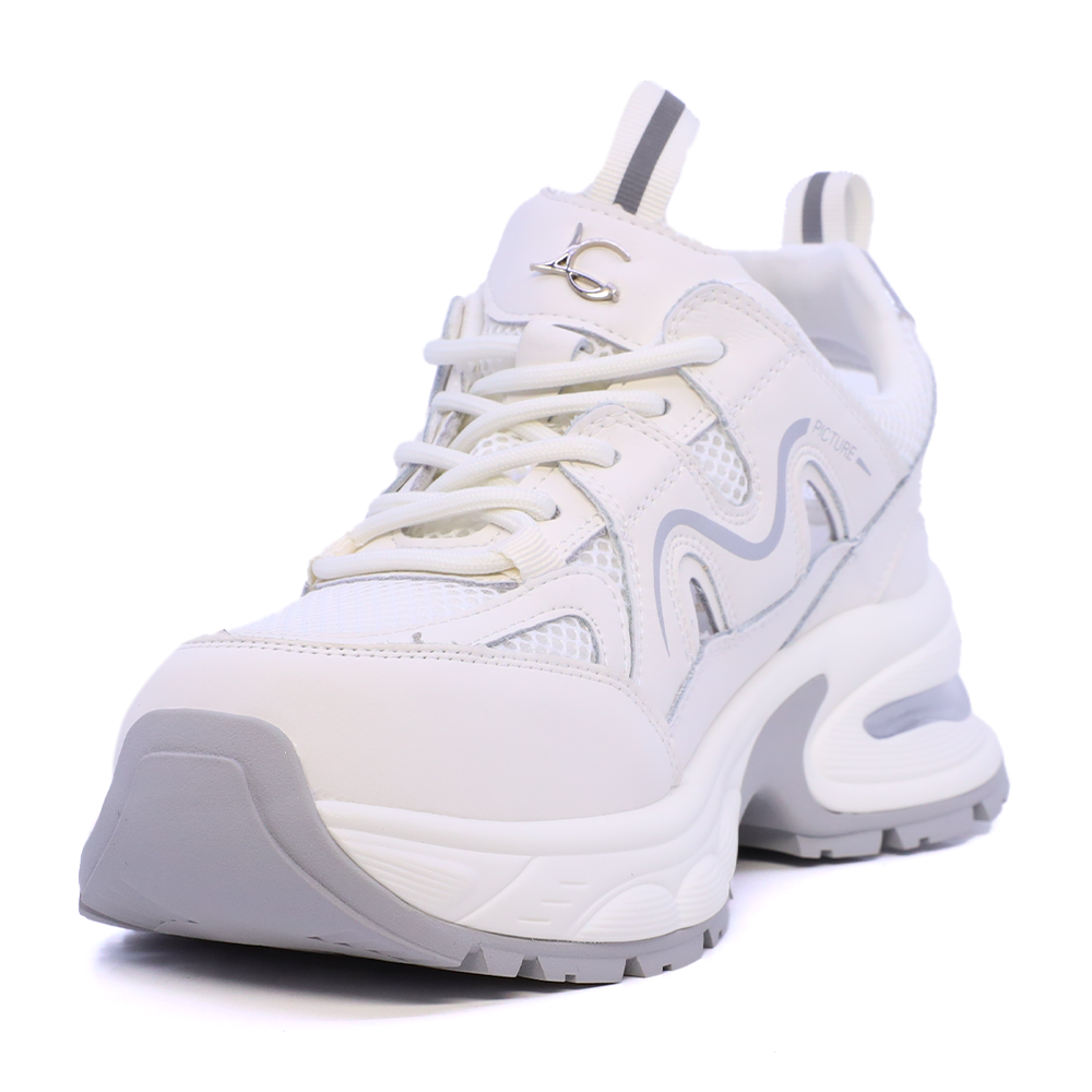 Sneakers decupați femei Luca di Gioia albi din piele și textil 3849DD001AAG