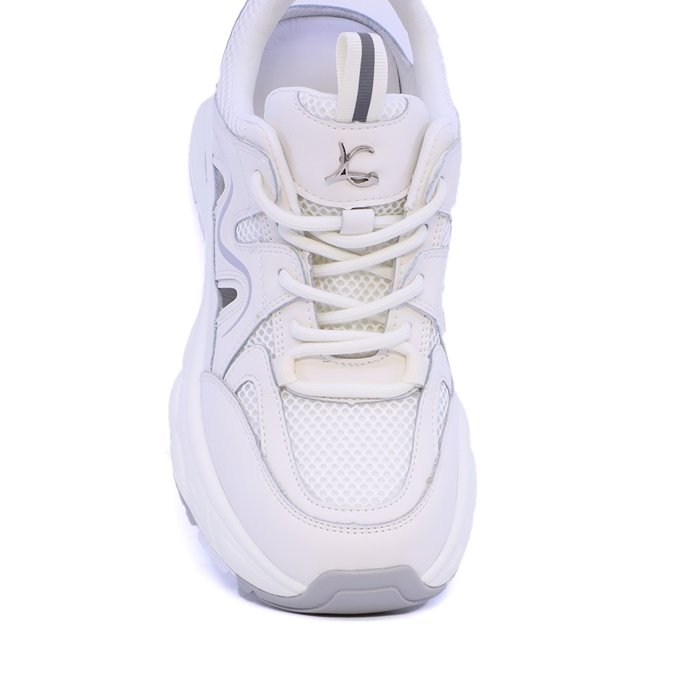 Sneakers decupați femei Luca di Gioia albi din piele și textil 3849DD001AAG