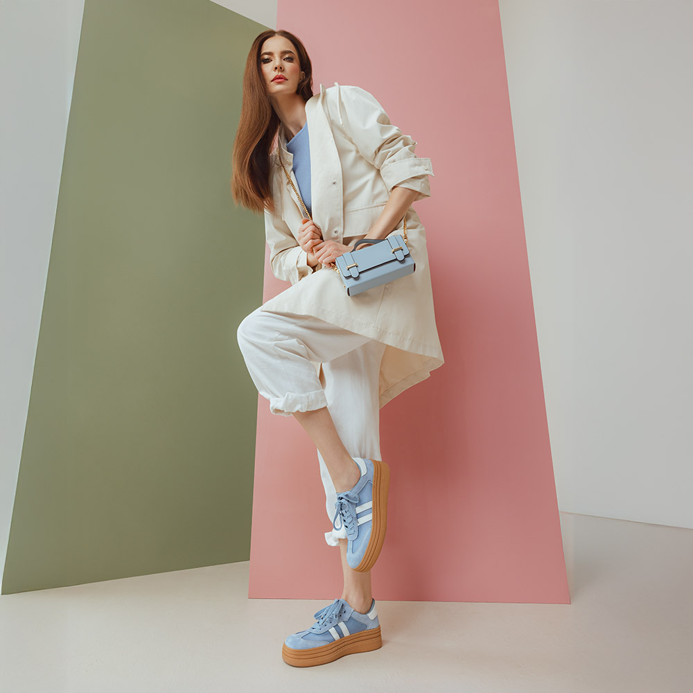 Sneakers femei Luca di Gioia albaștri din piele întoarsă și textil  1291DPF6100VAZ - imagine 2