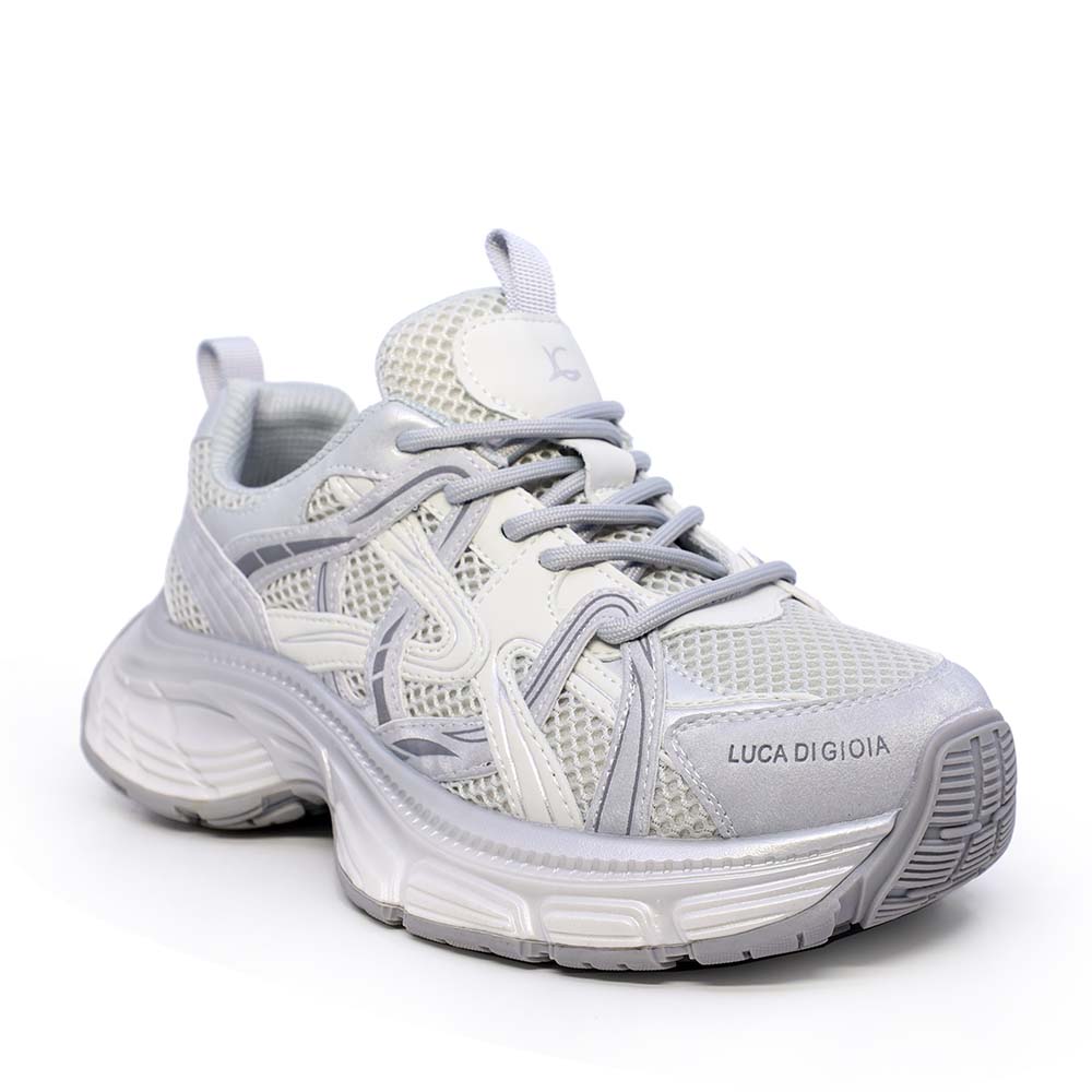 Sneakers femei Luca di Gioia argintii din piele și textil   3841DP096AG