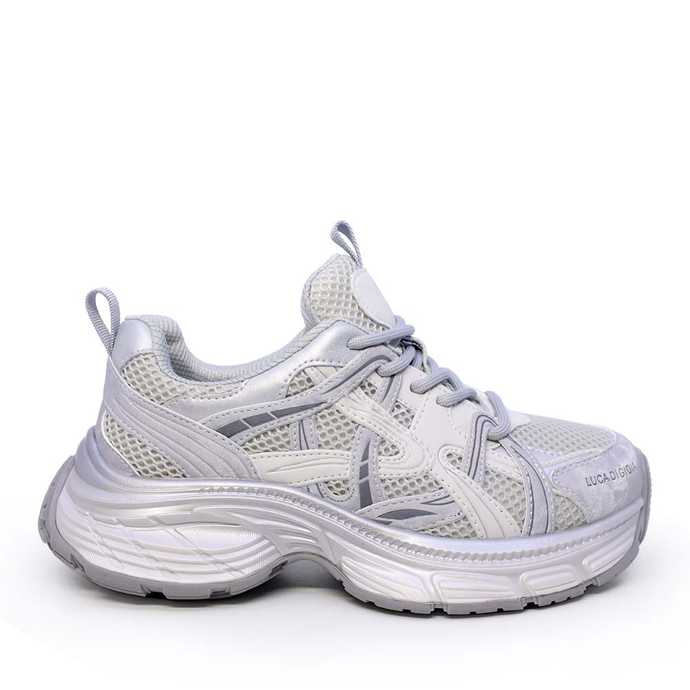 Sneakers femei Luca di Gioia argintii din piele și textil   3841DP096AG