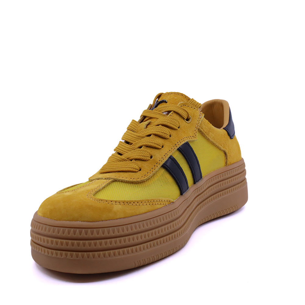 Sneakers femei Luca di Gioia galbeni din piele întorsă și  textil  1291DPF6100VG