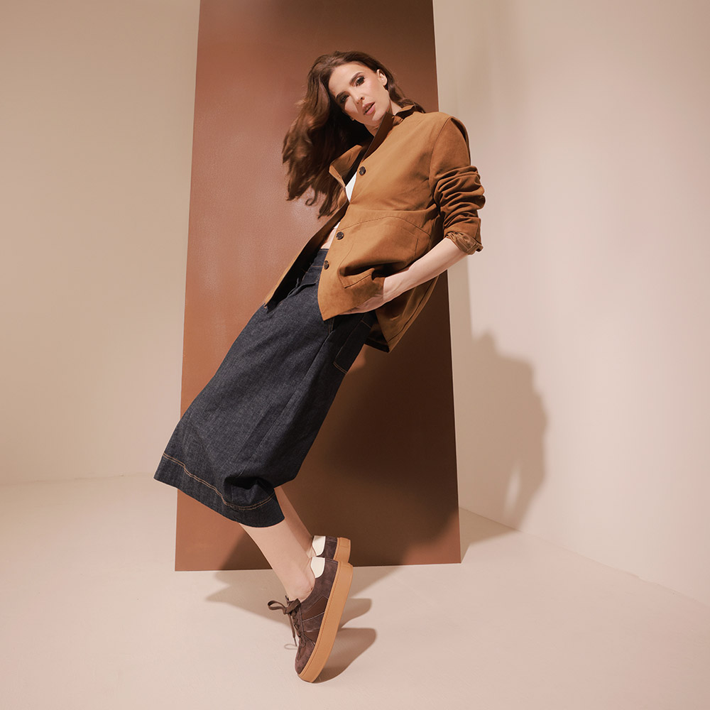 Sneakers femei Luca di Gioia maro din piele întoarsă  1291DP2310VM - imagine 2