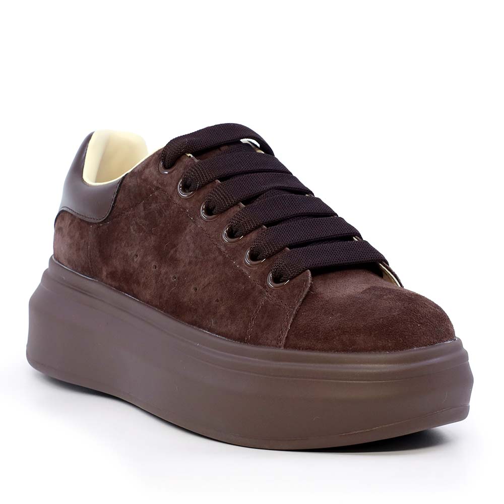 Sneakers femei Luca di Gioia maro din piele întoarsă 3842dp216vm