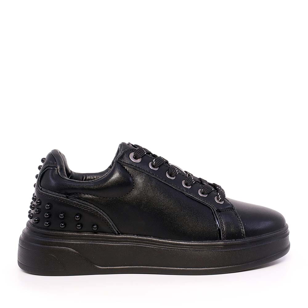 Sneakers femei Luca di Gioia negri din piele cu accesorii deco 1290DP1100N