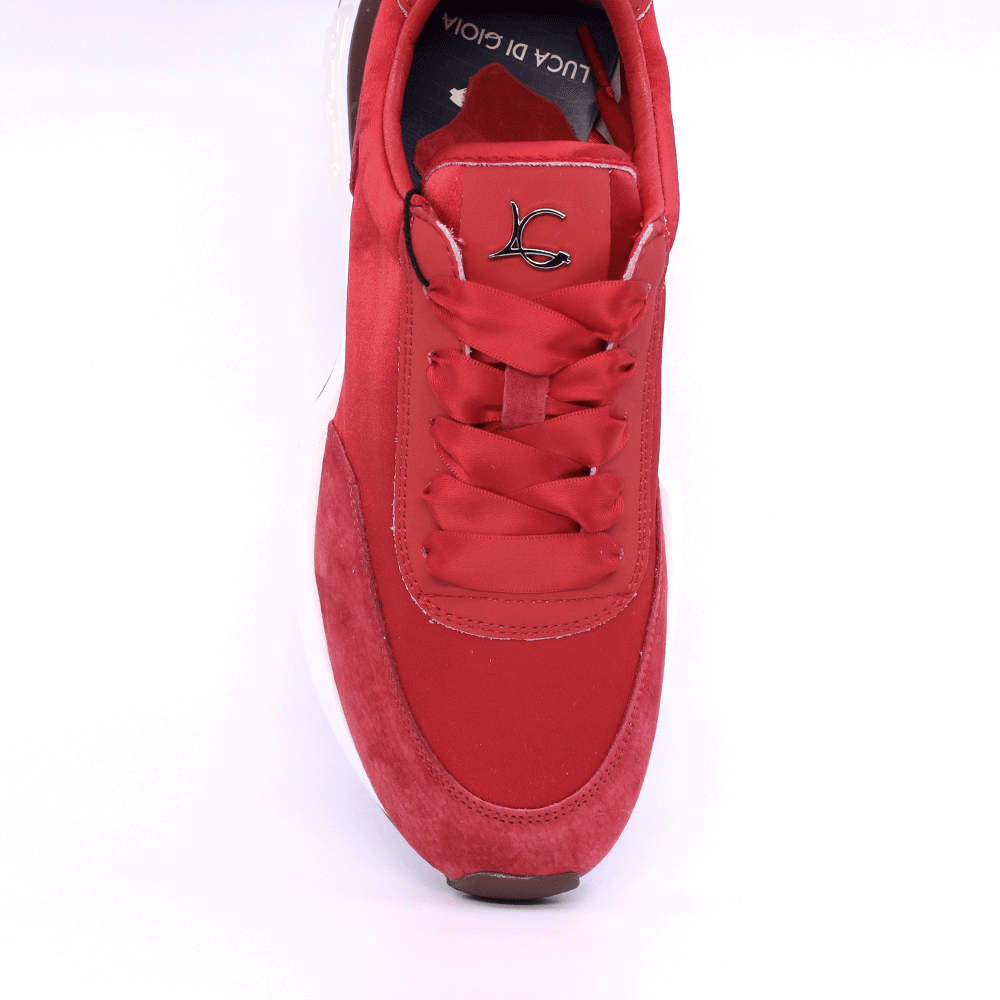 Sneakers femei Luca di Gioia roșii din piele întoarsă și textil  3849DP900R