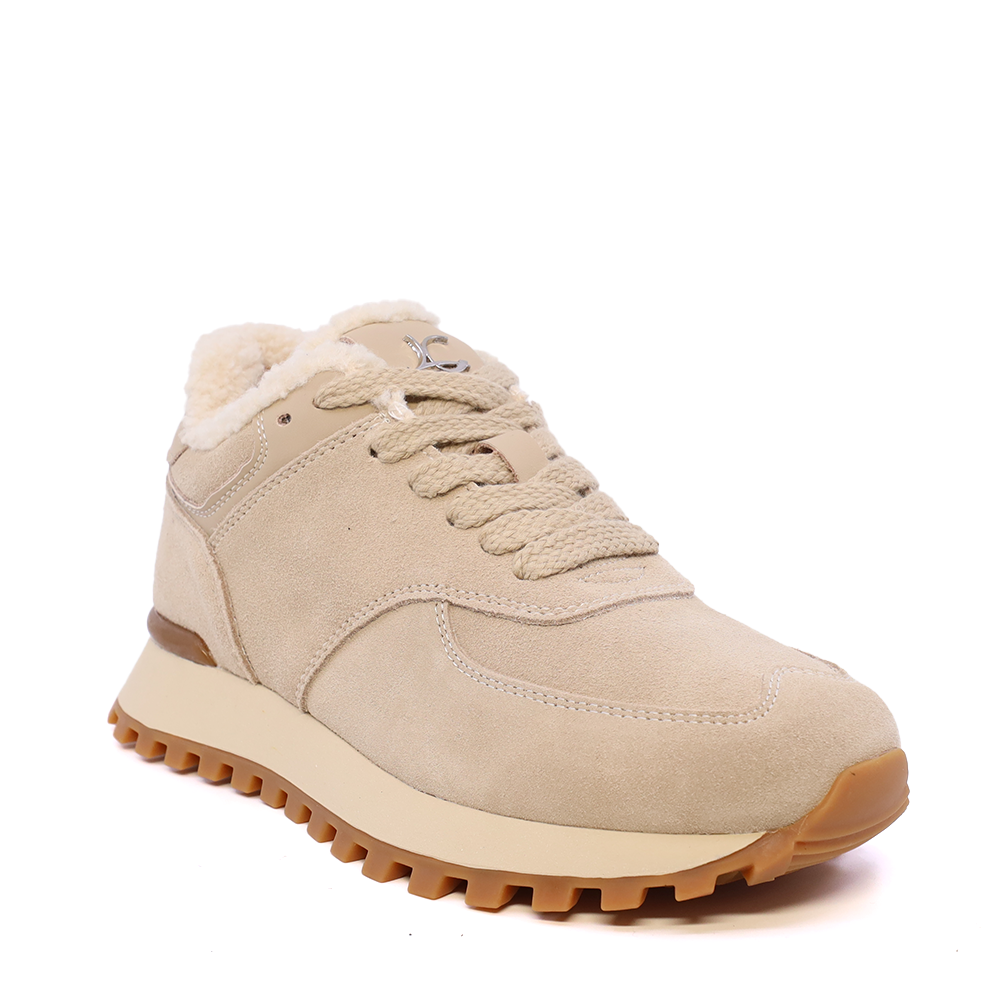 Sneakers  îmblăniți  Luca di Gioia bej din piele întoarsă 3840DP218VBE - 1 | YEO