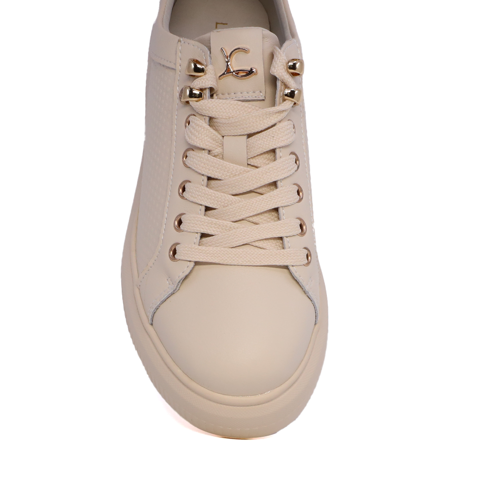 Sneakers ușori femei Luca di Gioia bej din piele cu accesoriu 1299DP1200BE